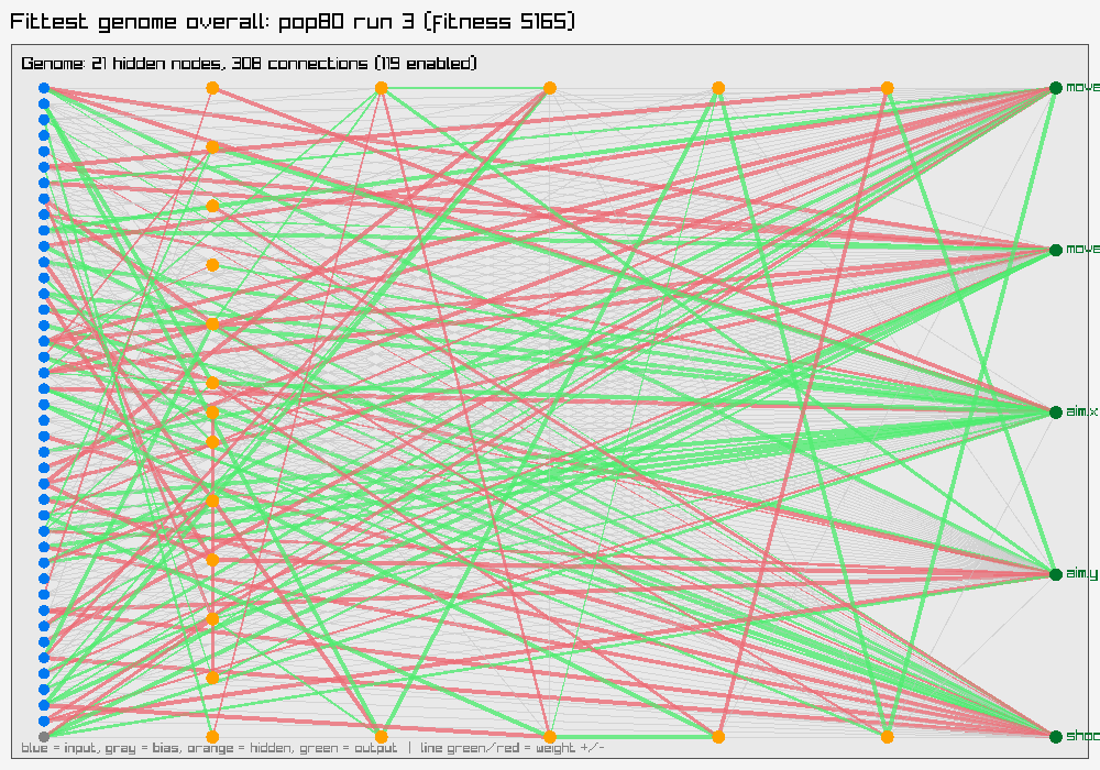 The fittest genome&rsquo;s network structure